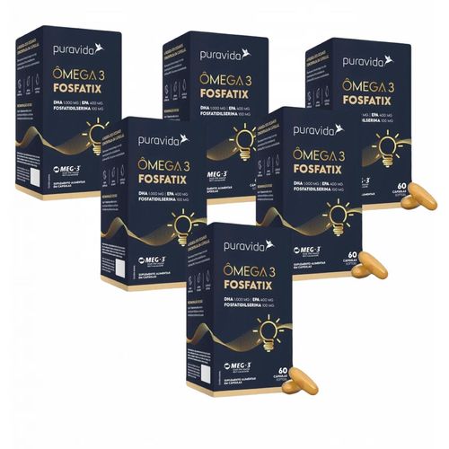 6x Ômega 3 Fosfatix 1.500mg- Fosfatidilserina- Puravida