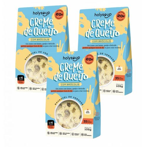 3x Creme de Queijo com Brócolis- Sem Glúten - Holysoup- 105g 3x Creme de Queijo com Brócolis- Sem Glúten - Holysoup- 105g