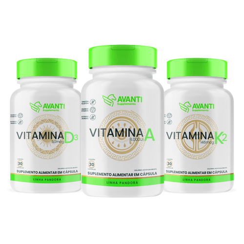 Kit Suplemento Alimentar A + D3 + K2