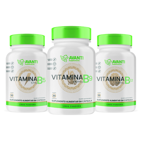 Kit Complexo B Suplemento Alimentar B5 + B9 + B12 Kit Complexo B Suplemento Alimentar B5 + B9 + B12