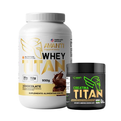 Kit Whey Titan Importado 930g + Creatina Titan 300g Chocolate Kit Whey Titan Importado 930g + Creatina Titan 300g Chocolate