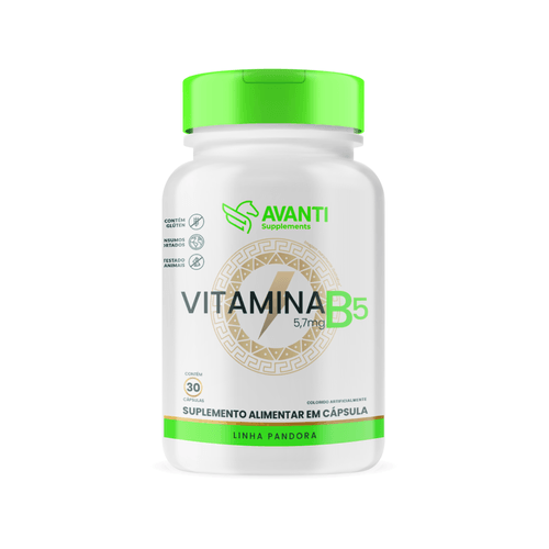 Vitamina B5 5,7mg 30 Cápsulas - Suplemento Alimentar - Avanti Supplements Sem Sabor