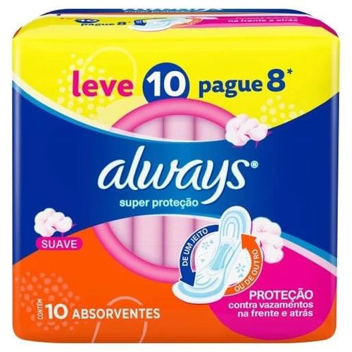 Absorvente Always Suave Super Proteção 10 Unidades