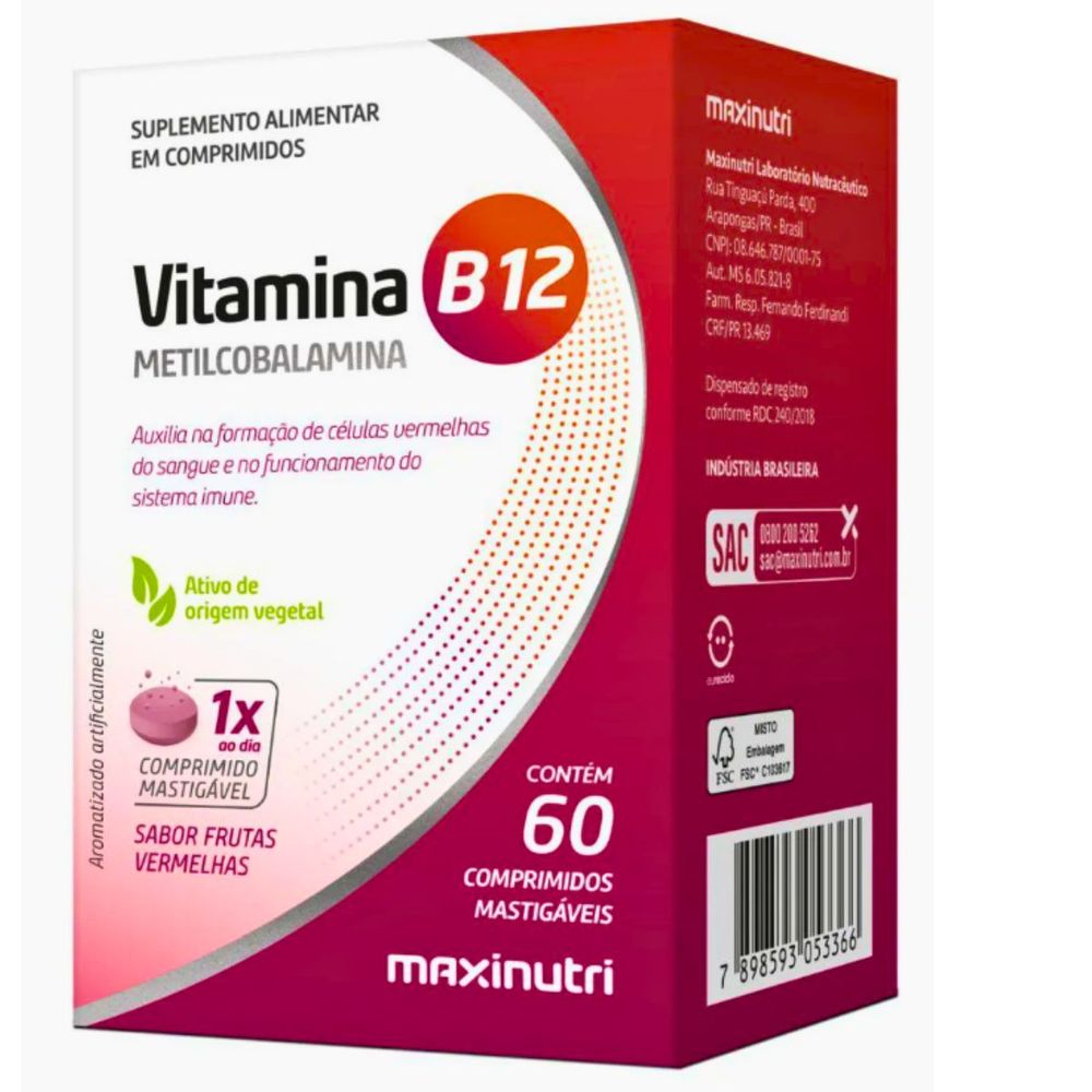 Vitamina B12 Metilcobalamina Sublingual Mastigáveis 60cp - Drogarias ...
