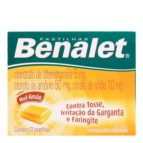 Antialérgico, Expectorante E Descongestionante Benalet 5Mg + 50Mg + 10Mg 12 Pastilhas Mel E Limão