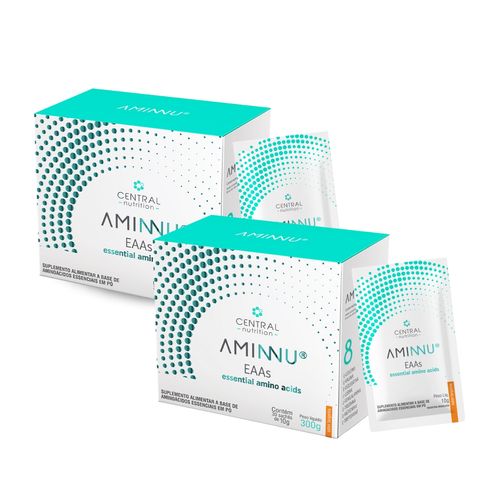 Kit 2 Aminnu EAAs  Aminoácidos 30 Sachês 10g Central Nutrition Tangerina Kit 2 Aminnu EAAs  Aminoácidos 30 Sachês 10g Central Nutrition Tangerina