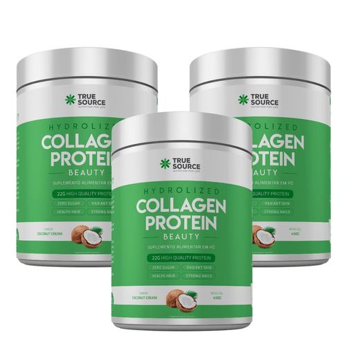 Kit 3 Collagen Protein 450g Colágeno Verisol Proteína TrueSource Coconut Cream Kit 3 Collagen Protein 450g Colágeno Verisol Proteína TrueSource Coconut Cream