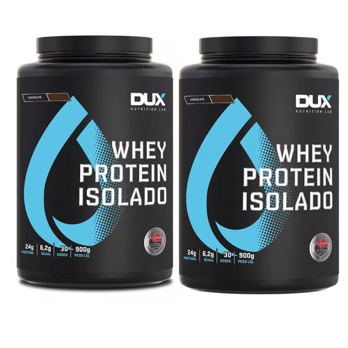 Kit 2 Whey Protein Isolado BCAAs Todos Sabores 900g Dux Nutrition Chocolate