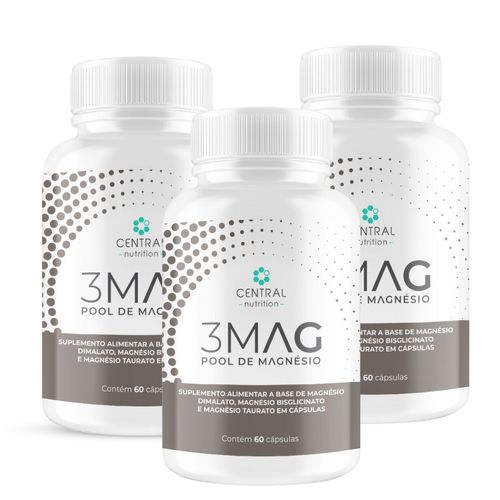 Kit 3 3Mag Pool Magnésio 60 Cápsulas Central Nutrition Sem Sabor