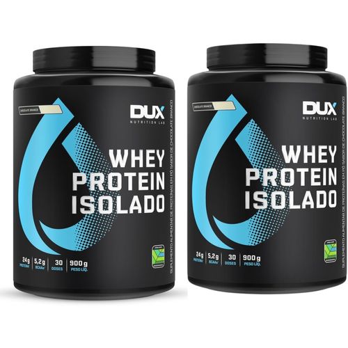 Kit 2 Whey Protein Isolado BCAAs Todos Sabores 900g Dux Nutrition Chocolate Branco
