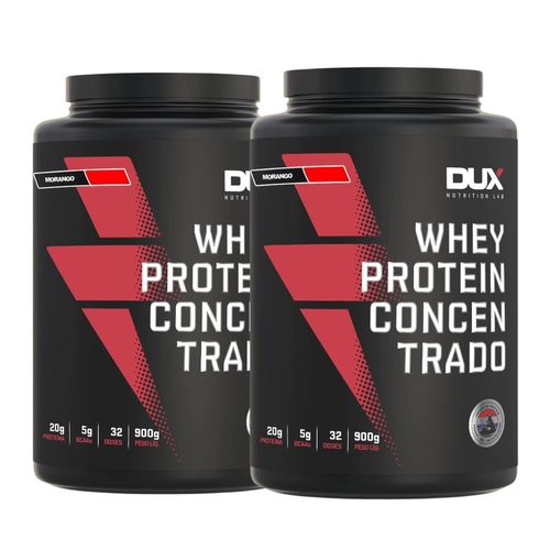 Kit 2 Whey Protein Concentrado BCAA TodosSabore 900g Dux Nutrition Morango Kit 2 Whey Protein Concentrado BCAA TodosSabore 900g Dux Nutrition Morango