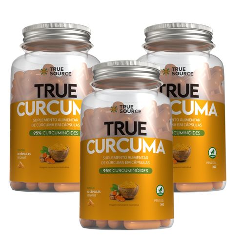 **N EXP ** Kit 3 True Cúrcuma 60Caps 95% Curcuminóides TrueSource Sem sabor