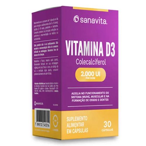 Suplemento Alimentar Vitamina D3 2.000UI Sanavita 30cps
