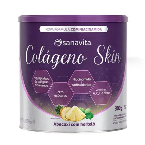Colágeno Skin Abacaxi com Hortelã com Niacinamida Sanavita 300g