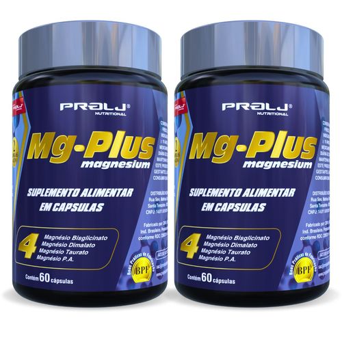 Kit 2 Mg Plus 4 Magnésio 500mg 120 Cáps | Bisglicinato, Dimalato, Taurato e P.A. | PROLJ Nutritional MG PLUS 4 MAGNÉSIO 500MG 60 CÁPSULAS KIT 2