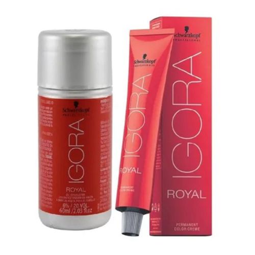 Kit Ox 6% 20V E Coloração Schwarzkopf Igora Royal Tintura 0-33 Verde Neutralizante 60g