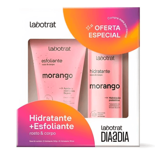 Kit c/9 Kit Morango Rosto e Corpo Dia A Dia Hidratante 190Ml e Esfoliante 150Ml Labotrat