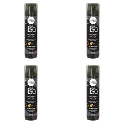 Kit c/4 Unidades de Shampoo Salon Line 300ml Meu Liso Matizador Preto Kit c/4 Unidades de Shampoo Salon Line 300ml Meu Liso Matizador Preto