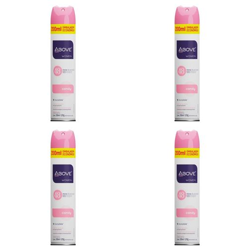 Kit c/4 Unidades de Desodorante Aerosol Above 200ml Clas Candy