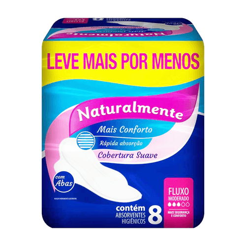 Kit c/9 Absorvente Nat Mais Com Abas C/8 Unidades