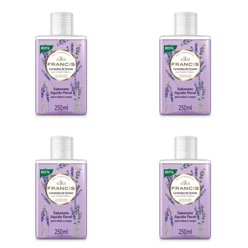 Kit c/4 Sabonetes Liquido Francis Refil 250ml Lilás