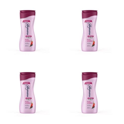 Kit c/4 Sabonetes Liquido Monange 240ml Frutas Vermelhas