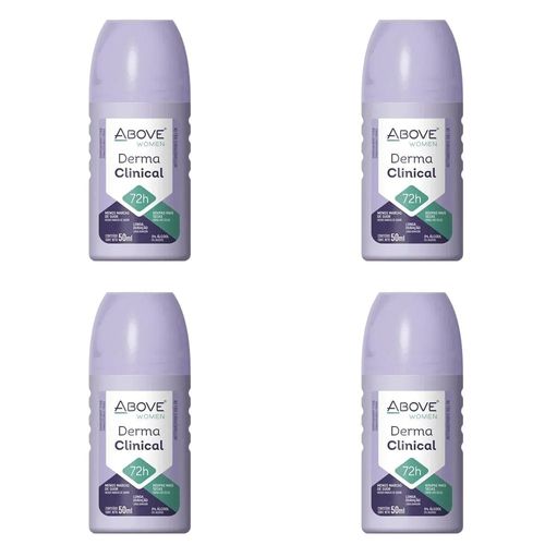 Kit c/4 Unidades de Desodorante Roll-on Above 50ml Feminino Derma Clinical