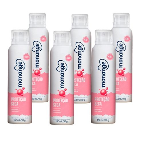 Kit c/6 Unidades de Desodorante Aero Monange 90g Proteção Seca