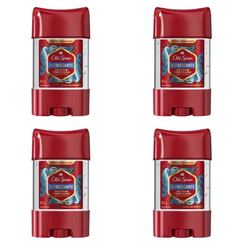 Kit c/4 Unidades de Desodorante Old Spice Gel 80g Refrescante