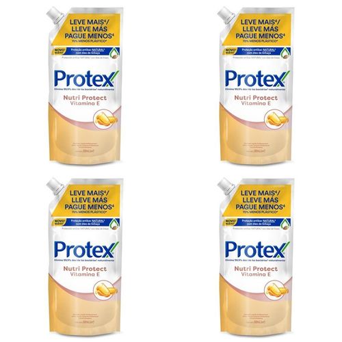 Kit c/4 Sabonete Líquido Protex Nutri Protect Vitamina E 500ml Refil