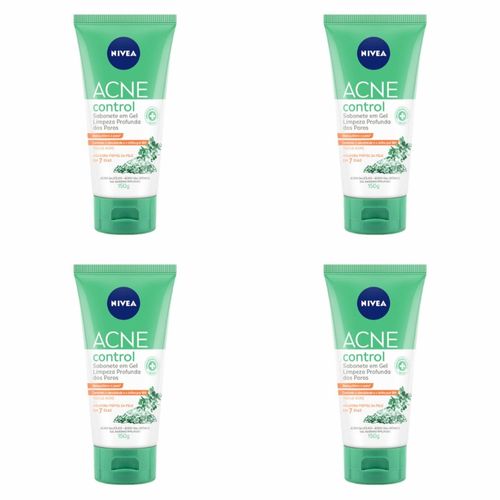 Kit c/4 Sabonete Facial Nivea 150ml Gel Acne Control