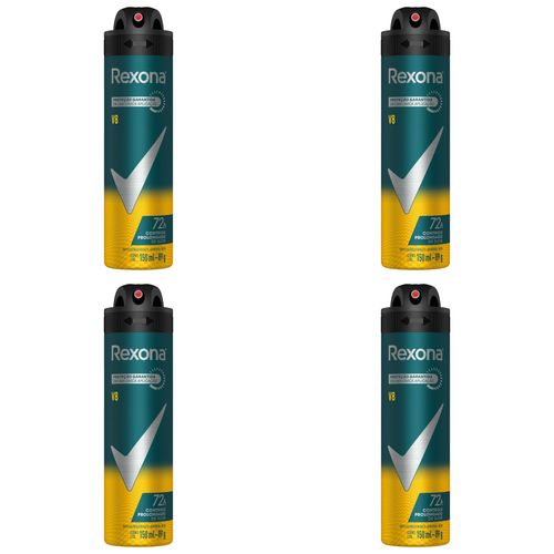 Kit c/4 Unidades de Desodorante Rexona Aerossol Men V8 150ml
