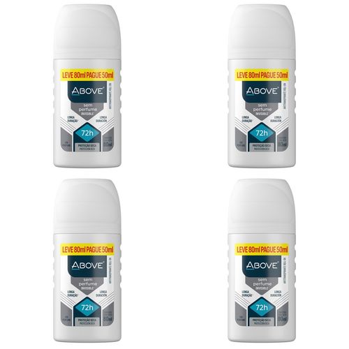 Kit c/4 Unidades de Desodorante Rollon Above 50ml Sem Perfume