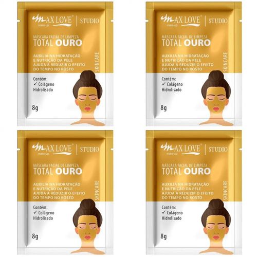 Kit c/4 Máscara Facial Peel Off 8g Ouro Max Love