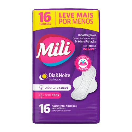 Kit c/4 Absorvente Mili Proteção Discreta Fluxo Moderado Suave Com Abas