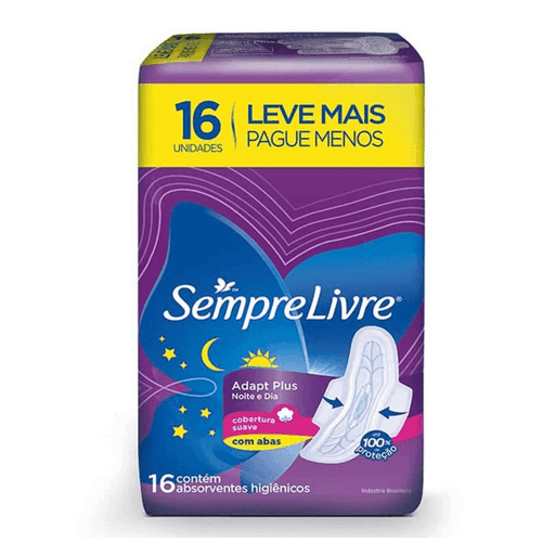 Kit c/4 Absorvente Sempre Livre Conforto Noturno Cobertura Suave Com Abas com 16 unidades