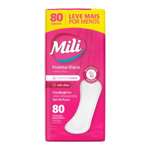 Kit c/4 Absorvente Mili Protetor Diário 80 Unidades