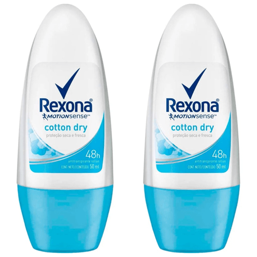 Kit c/2 Unidades de Desodorante Rexona Rollon Antitrans Cotton 50ml