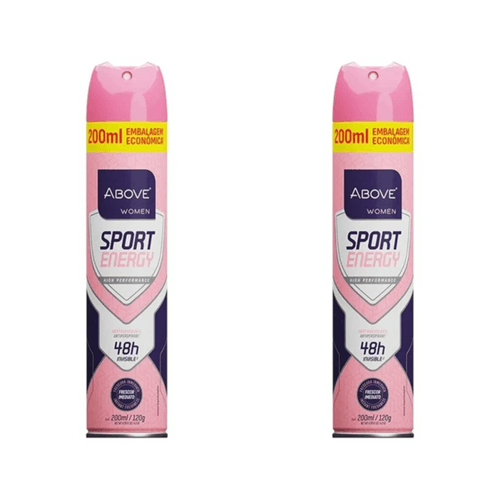 Kit c/2 Unidades de Desodorante Aerosol Above 72H 200ml Sport Energy Women Kit c/2 Unidades de Desodorante Aerosol Above 72H 200ml Sport Energy Women