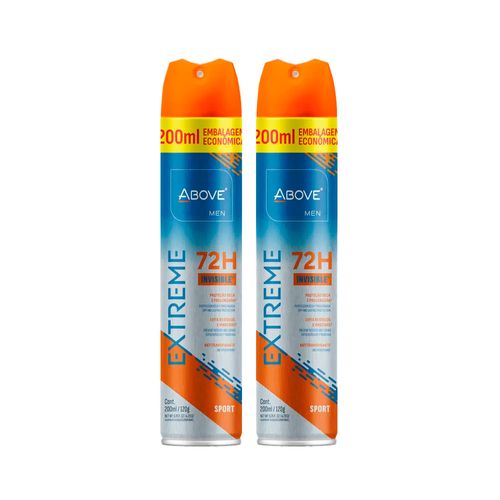 Kit c/2 Unidades de Desodorante Aerosol Above 72H 200ml Extreme Sport Kit c/2 Unidades de Desodorante Aerosol Above 72H 200ml Extreme Sport