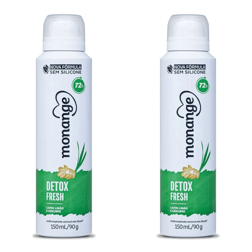 Kit c/2 Unidades de Desodorante Aero Monange 90g Detox Fresh