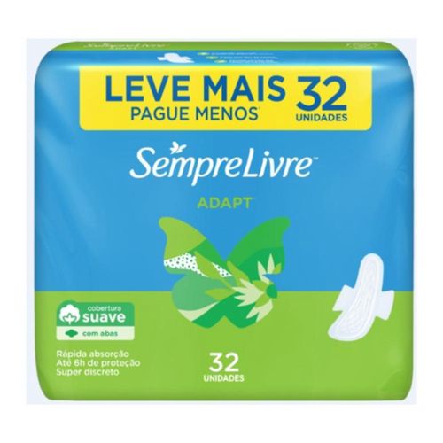 Kit c/4 Absorvente Sempre Livre Conforto Noturno Cobertura Seca Com Abas 32 unidades