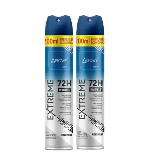 Kit c/2 Unidades de Desodorante Aerosol Above 72H 200ml Extreme Movement Kit c/2 Unidades de Desodorante Aerosol Above 72H 200ml Extreme Movement