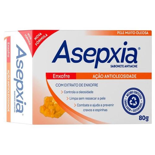 Kit c/2 Sabonete Asepxia Barra 80g Enxofre