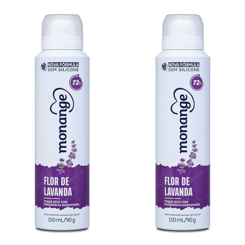 Kit c/2 Unidades de Desodorante Aerosol Monange 90g Flor De Lavanda
