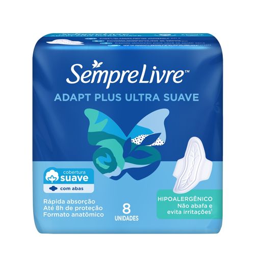 Kit c/2 Absorvente Externo Sempre Livre Adapt Plus 8 unidades