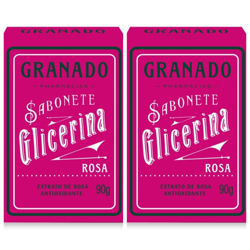 Kit c/2 Sabonete Barra Granado Glicerina Rosa 90g