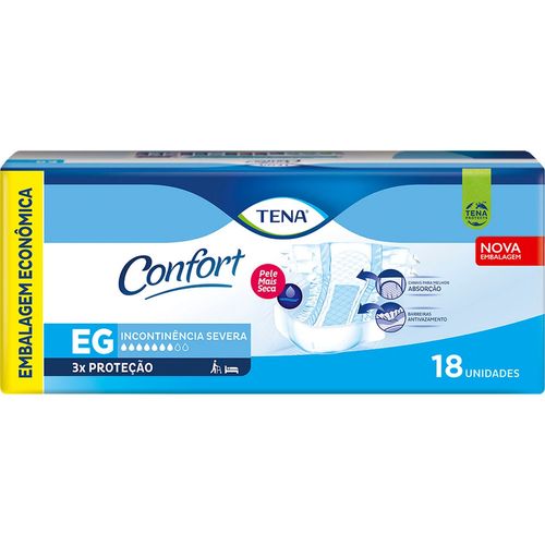 Kit 3 Fraldas Adulto Tena Confort Mega Eg 18 Unidades cada