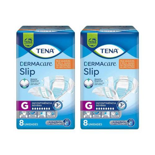 Kit 2 Fraldas geriátrica Tena Dermacare Slip tam. G com 8 unidades cada