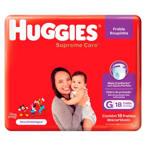 Kit 4 Fraldas Huggies Roupinha Supreme Care - G / 18 Unidades cada